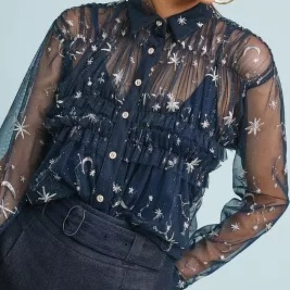 Eva Franco Celestial Dream Top - Navy/Silver [Size L]